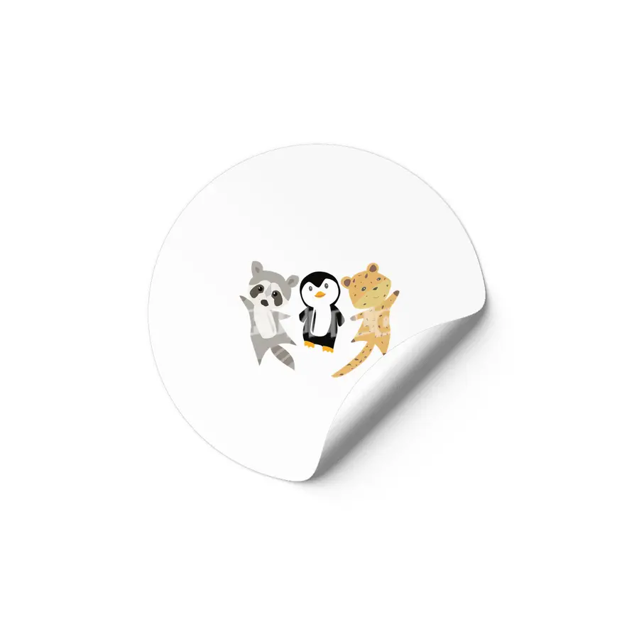 Leopard Penguin Raccoon Cute Animals Etiket