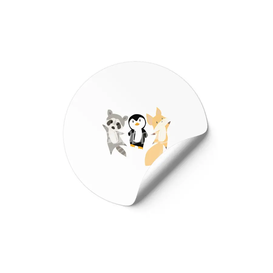 Raccoon Penguin Fox Funny Animals For Kids Etiket