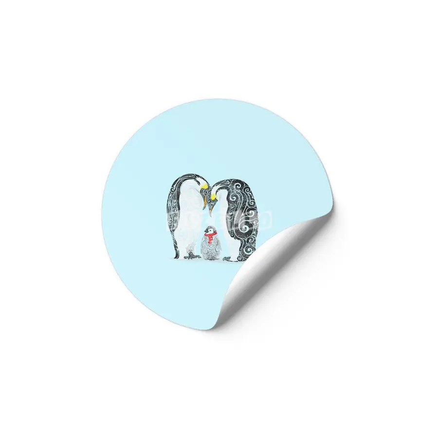 Swirly Penguin Family Etiket