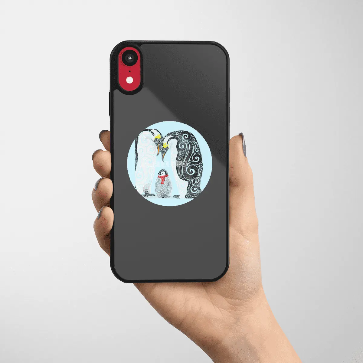 Swirly Penguin Family Etiket