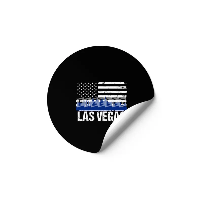 Las Vegas Skyline Silhouette on Distressed American Flag Etiket