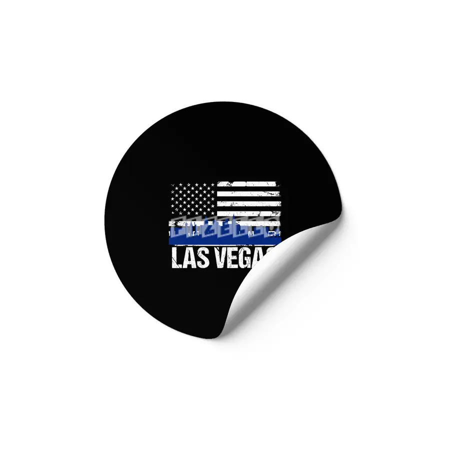 Las Vegas Skyline Silhouette on Distressed American Flag Etiket
