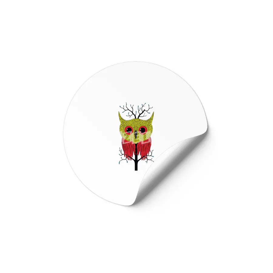 Autumn Owl Tree Etiket