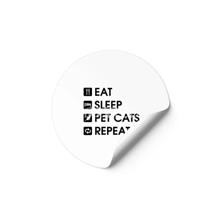 Pink Stars: Eat Sleep Pet Cats Repeat Etiket