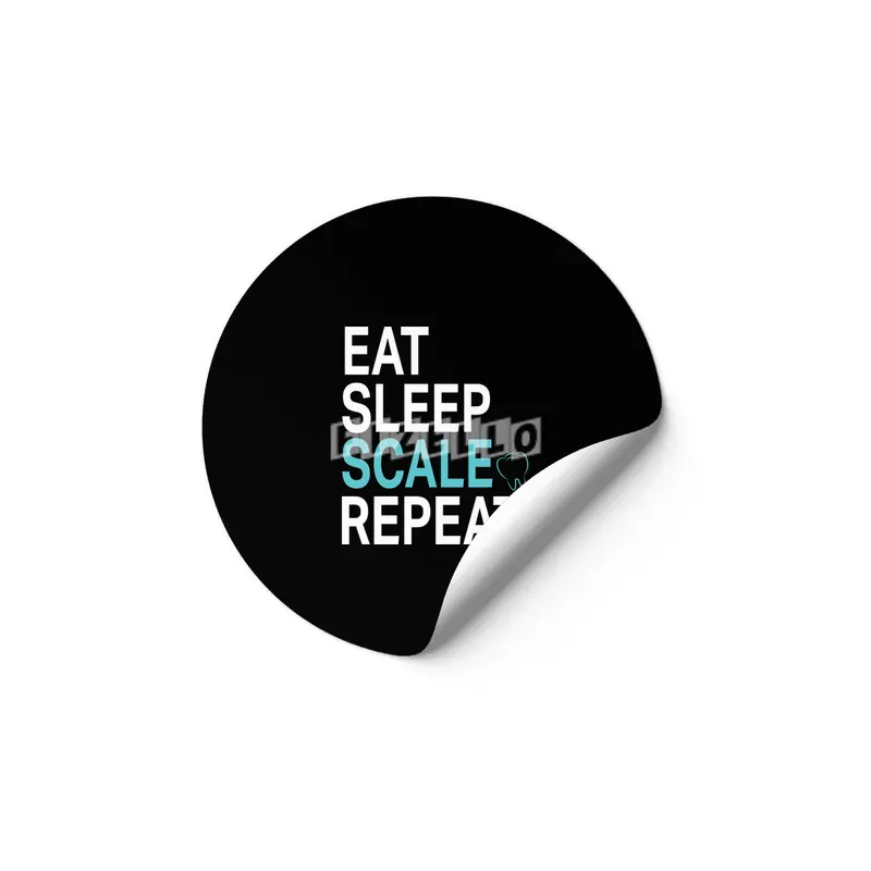 Funny Dental Hygienist Eat Sleep Scale Repeat Teeth Dentist T-Shirt Etiket