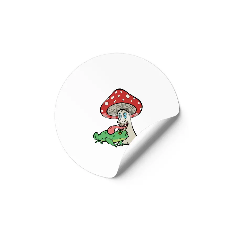 Magic Mushroom Licking Frog Etiket