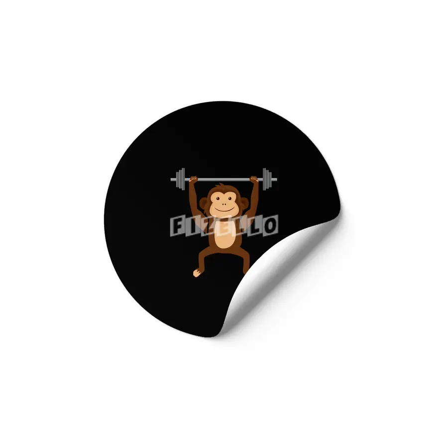 Weightlifting Body Builder Fitness Monkey, Gym Enthusiast, Funny Workout Monkey Bar Etiket