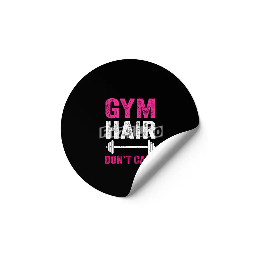 Gym Hair Don't Care Funny Fitness Design Gift Idea Etiket
