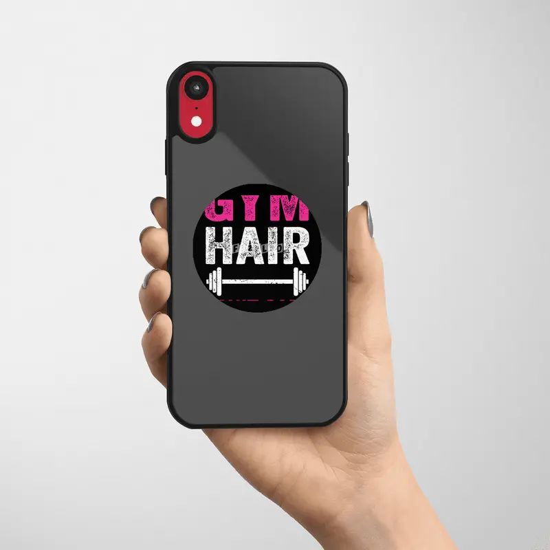 Gym Hair Don't Care Funny Fitness Design Gift Idea Etiket
