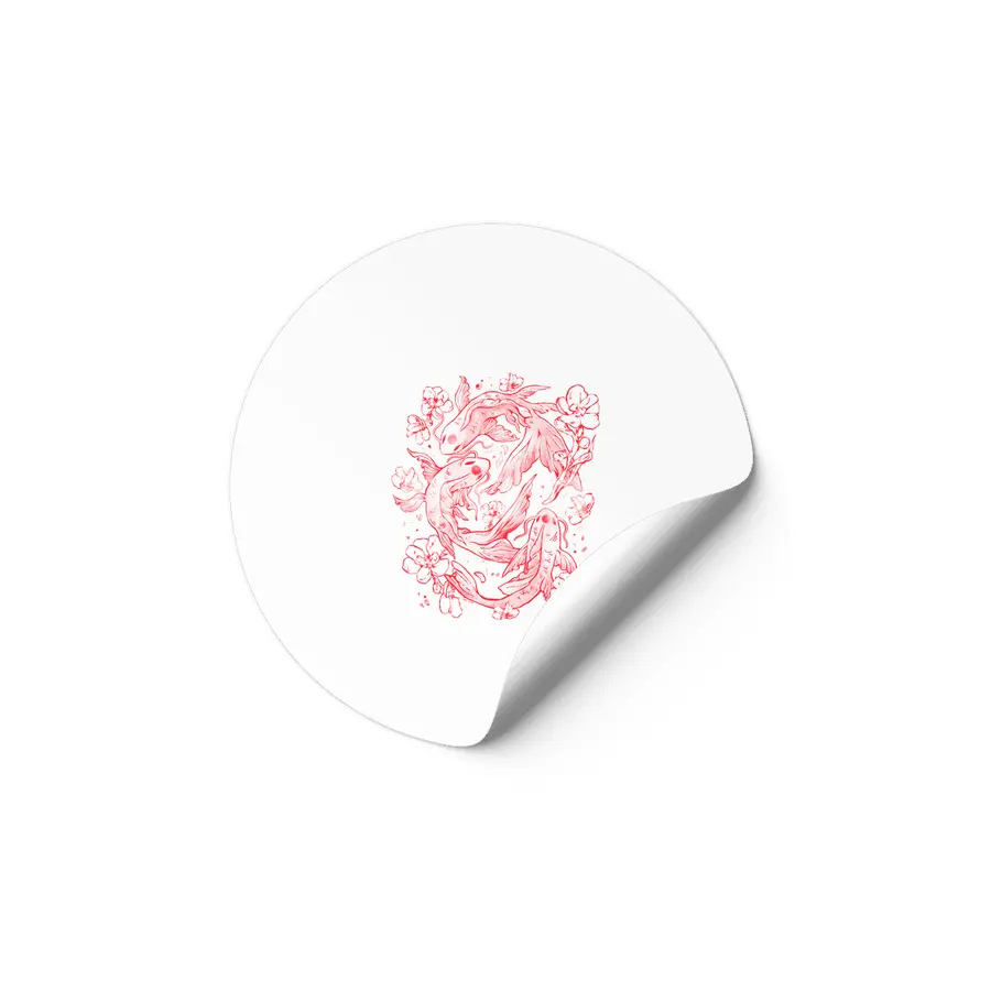 Red Koi - Aesthetic Oriental Koi Fish Gift Etiket