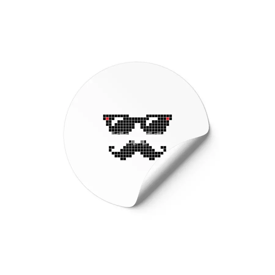 Pixelated hipster geek with sunglasses and mustache Etiket