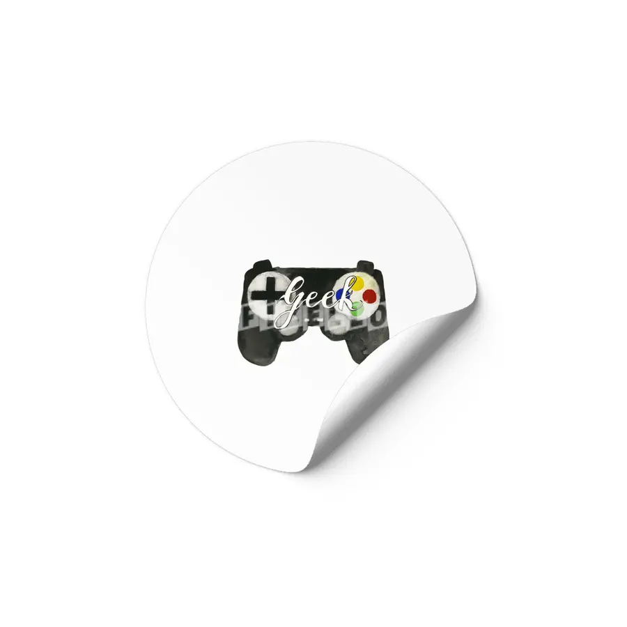 Hand Painted Watercolor Geek Game Controller Etiket