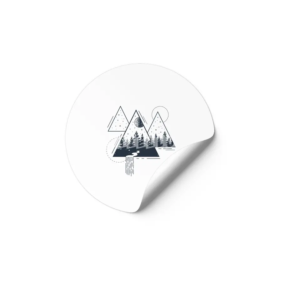 Modern Geometric Nature Forest Bohemian Triangles Etiket