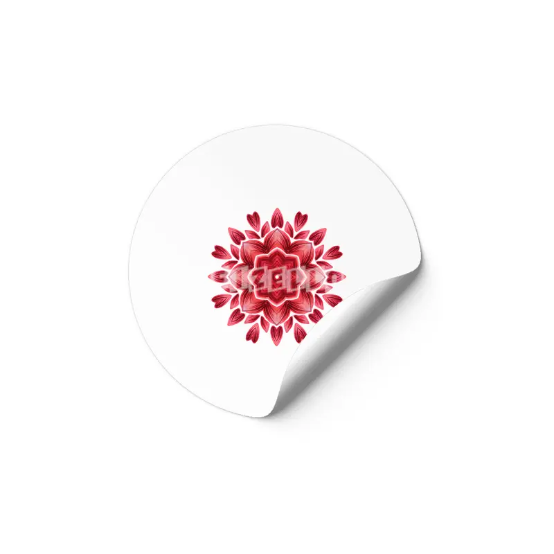 Abstract Watercolor Rose Petal Floral Mandala Etiket