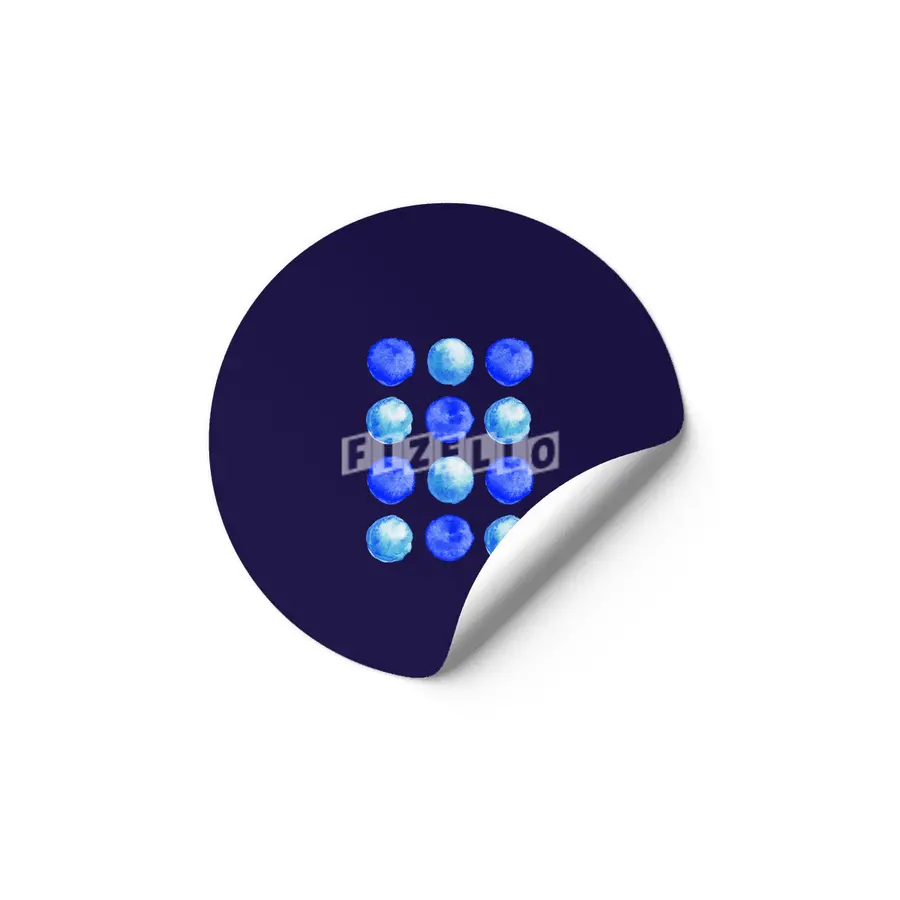 Blue Large Watercolor Dots Pattern Etiket