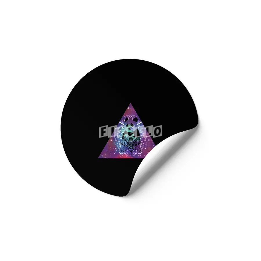 Black Panda in watercolor space background Etiket