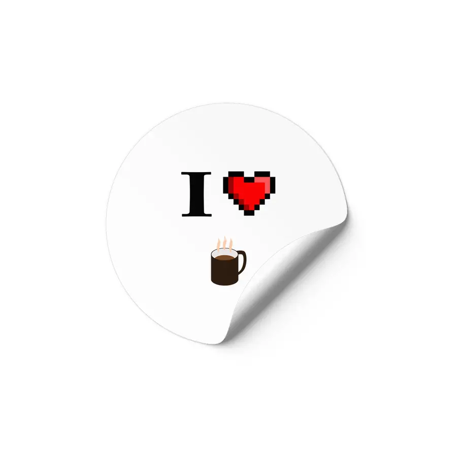 I love Coffee 8Bit Etiket