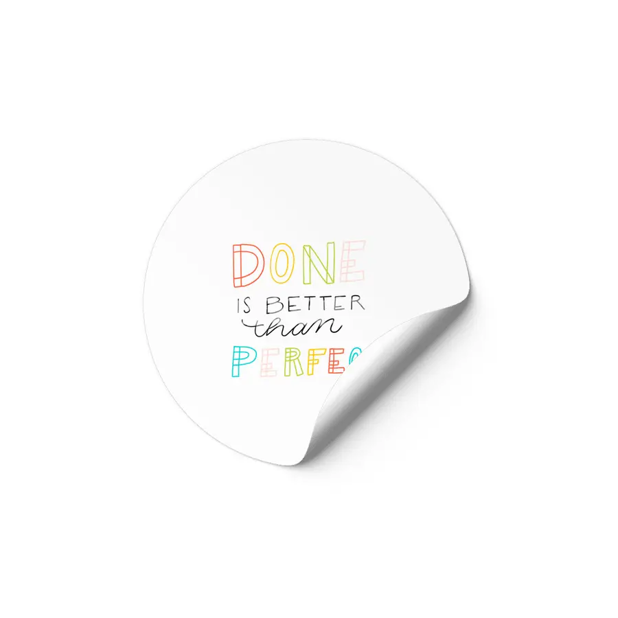 Done is better than perfect Lettering colorful Etiket