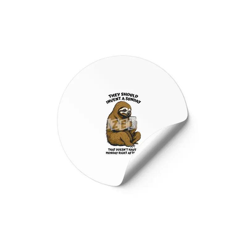 Funny Lazy Sloth Monday After Sunday Coffee Lover Etiket