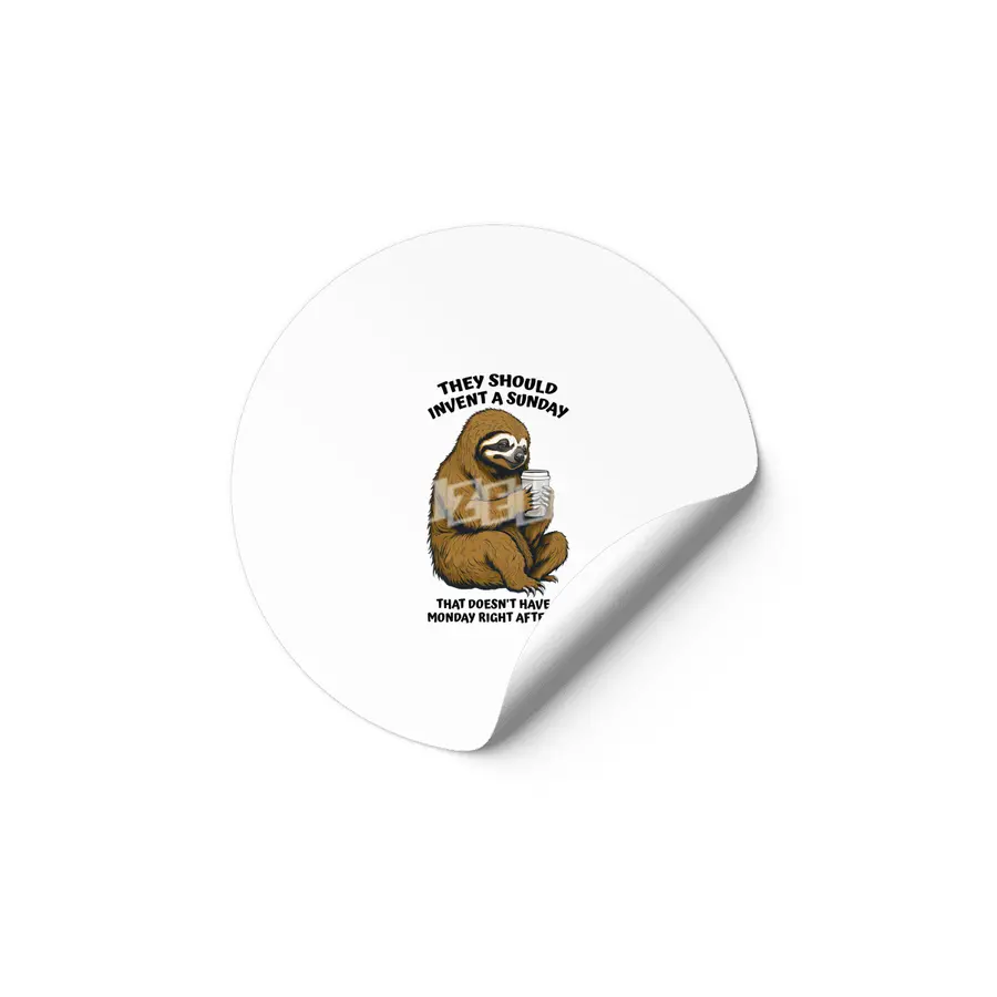 Funny Lazy Sloth Monday After Sunday Coffee Lover Etiket