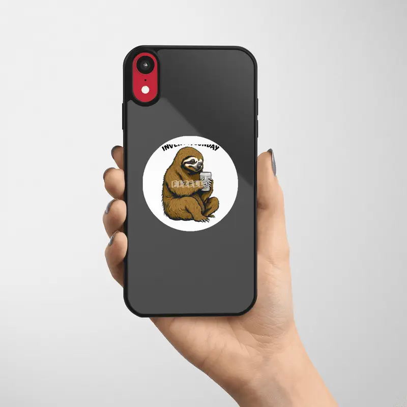 Funny Lazy Sloth Monday After Sunday Coffee Lover Etiket