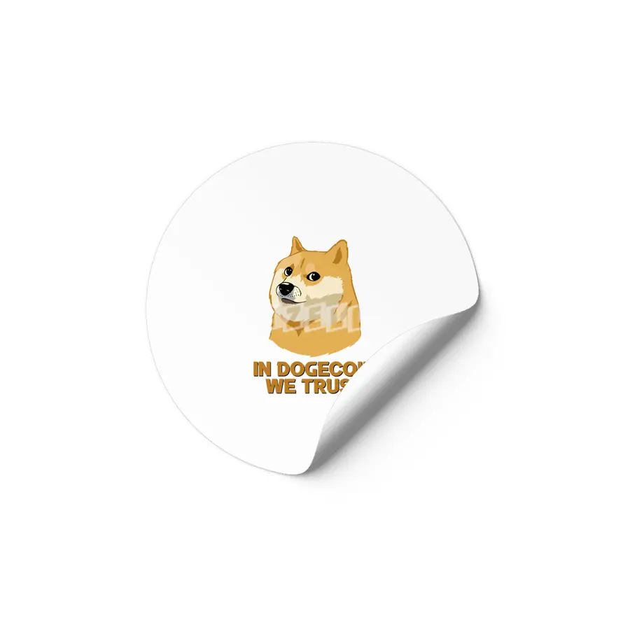 In Dogecoin We Trust Funny Crypto Cryptocurrency Etiket