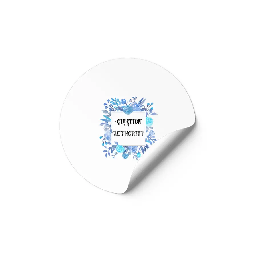 Blue Floral 'Question Authority' Print Etiket