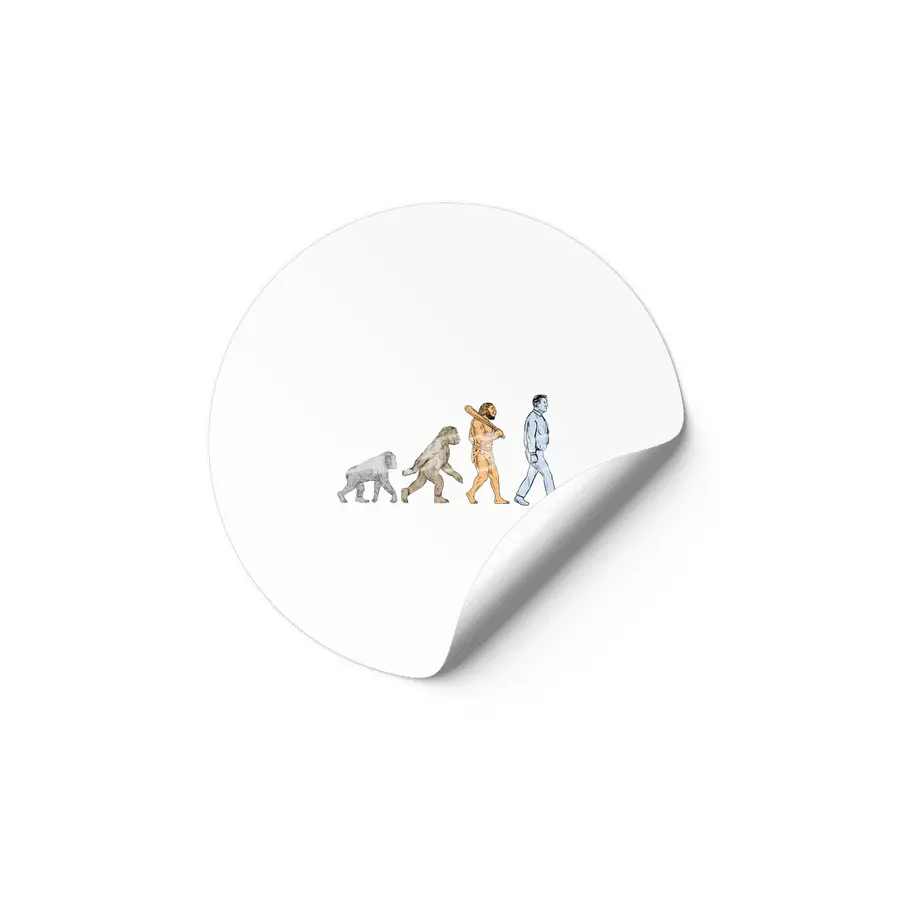 Human Evolution Walking Drawing Etiket
