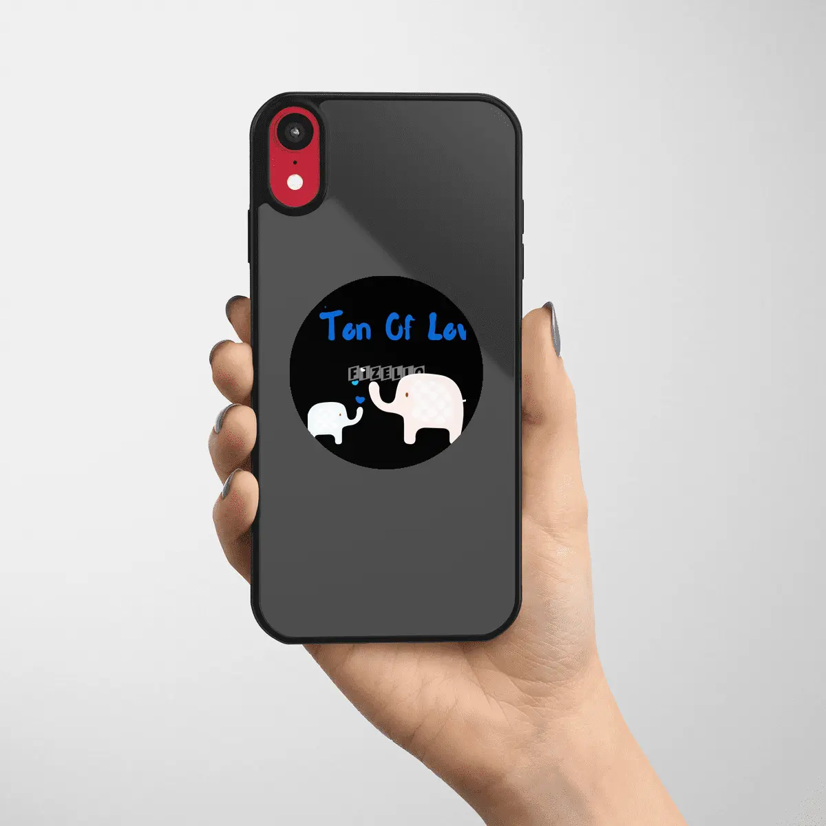 A Ton Of Love - Mother Child (Son) Cute Elephant With Hearts Etiket