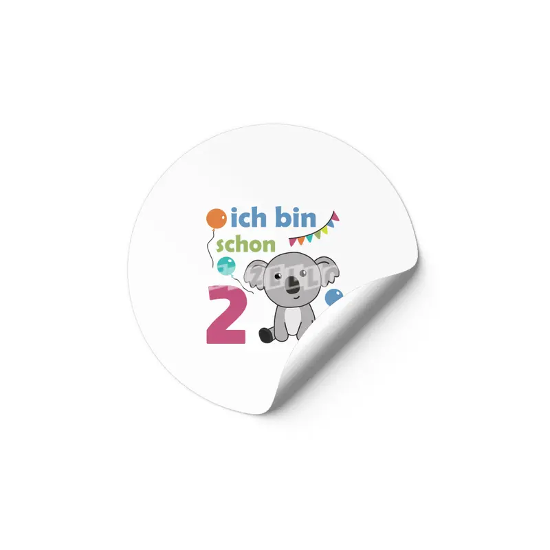 2nd Birthday Koala Two Years Old Cute Animals Etiket