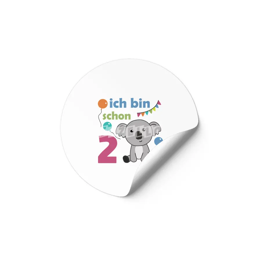 2nd Birthday Koala Two Years Old Cute Animals Etiket