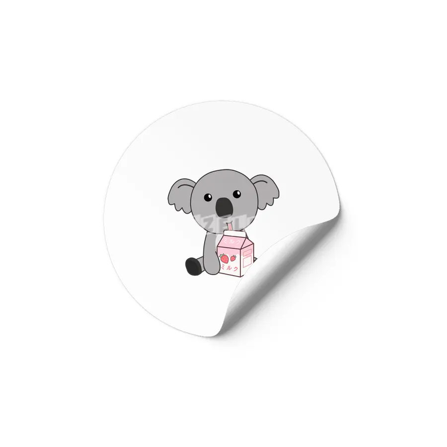 Kawaii Koala Retro Japanese Strawberry Milkshake Etiket