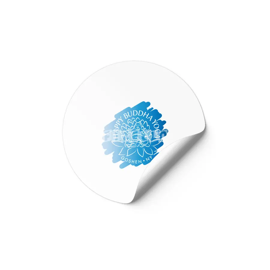 Happy Buddha Yoga Blue Swash Logo Etiket