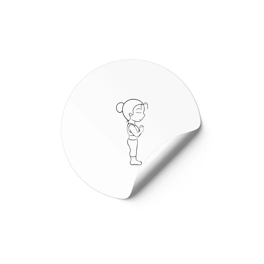 Chibi Yoga Asana - Mountain Pose (outline) Etiket
