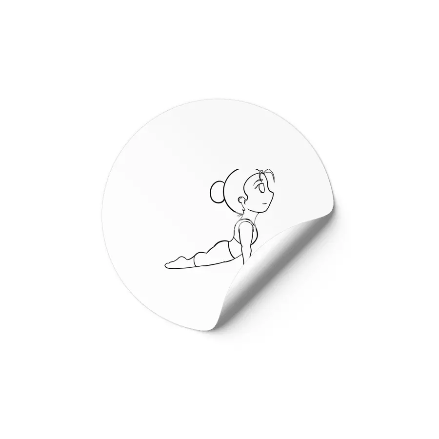 Chibi Yoga Asana - Upward Facing Dog (outline) Etiket