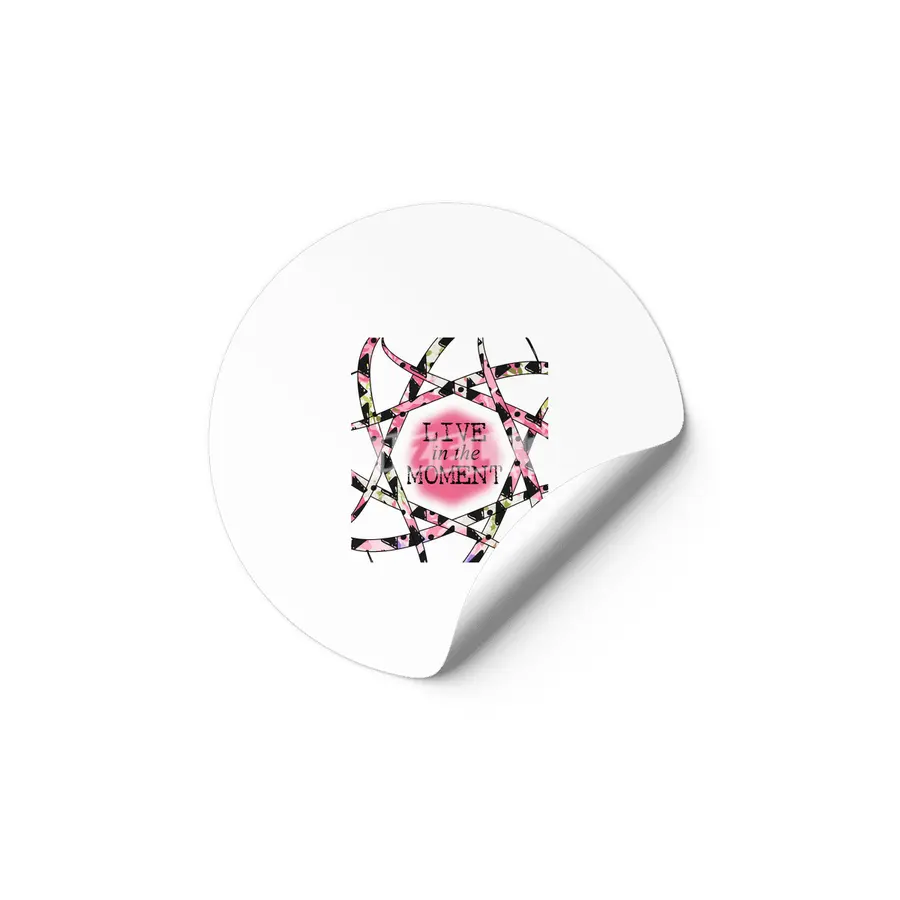Live in the Moment - colorful ribbon design Etiket