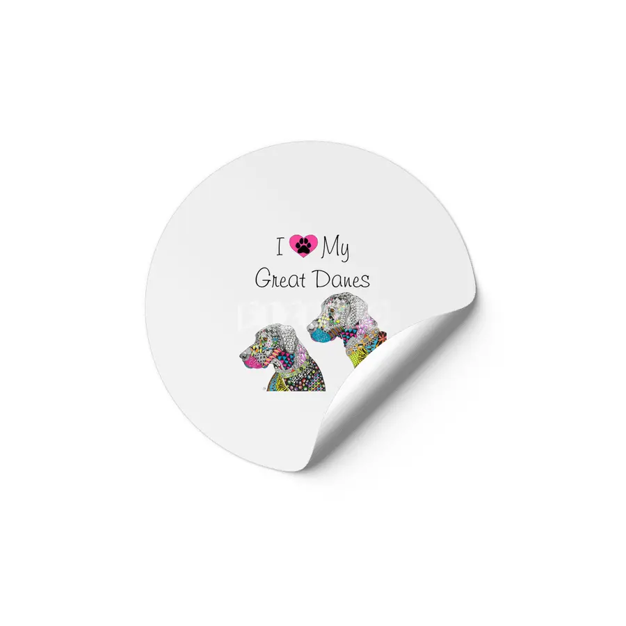Cute and Colorful I Love My Great Danes Etiket
