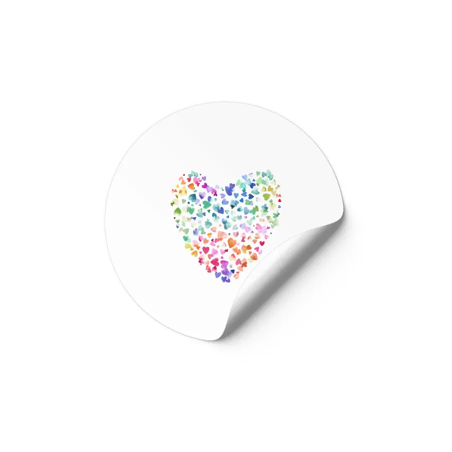 Watercolor Colorful Love Hearts Etiket