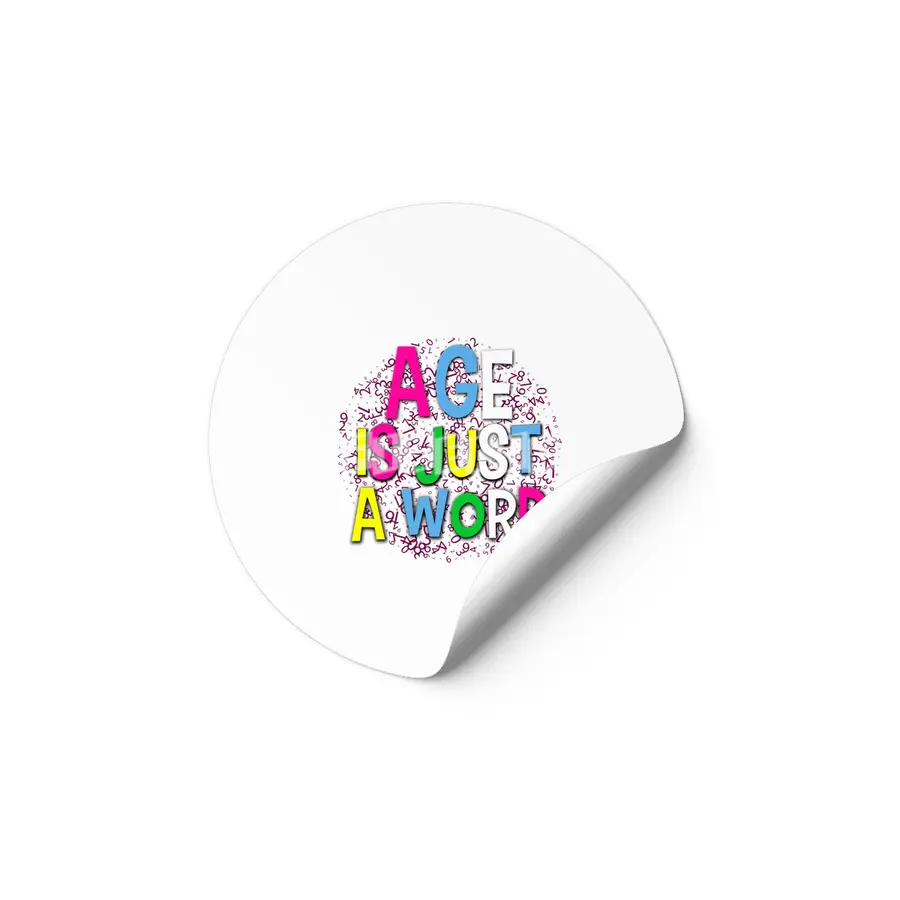 Age is Just a Word Colorful Tee Gift design Etiket