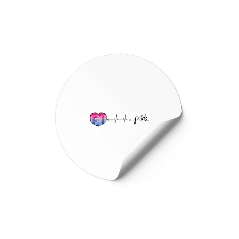 Bi-Sexual Pride Flag Heart + Heartbeat = Pride Design Etiket