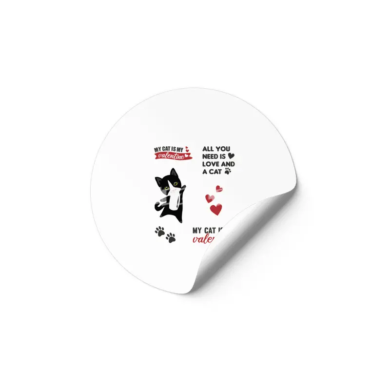 Cats Sticker Set My Cat Is My Valentine Black Etiket