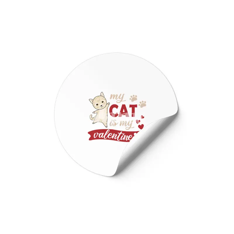 Cute Cat Valentine's Day My Cat Is My Valentine Etiket