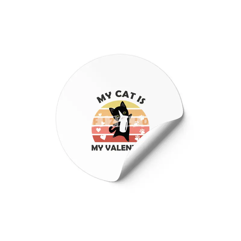 My Cat Is My Valentine Cats Black Heart Vintage Etiket