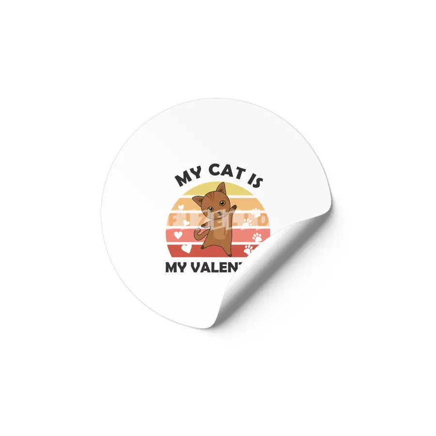 My Cat Is My Valentine Cats Heart Love Vintage Etiket