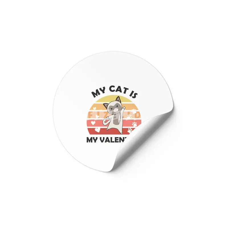 My Cat Is My Valentine Cats Siamese Cat Vintage Etiket