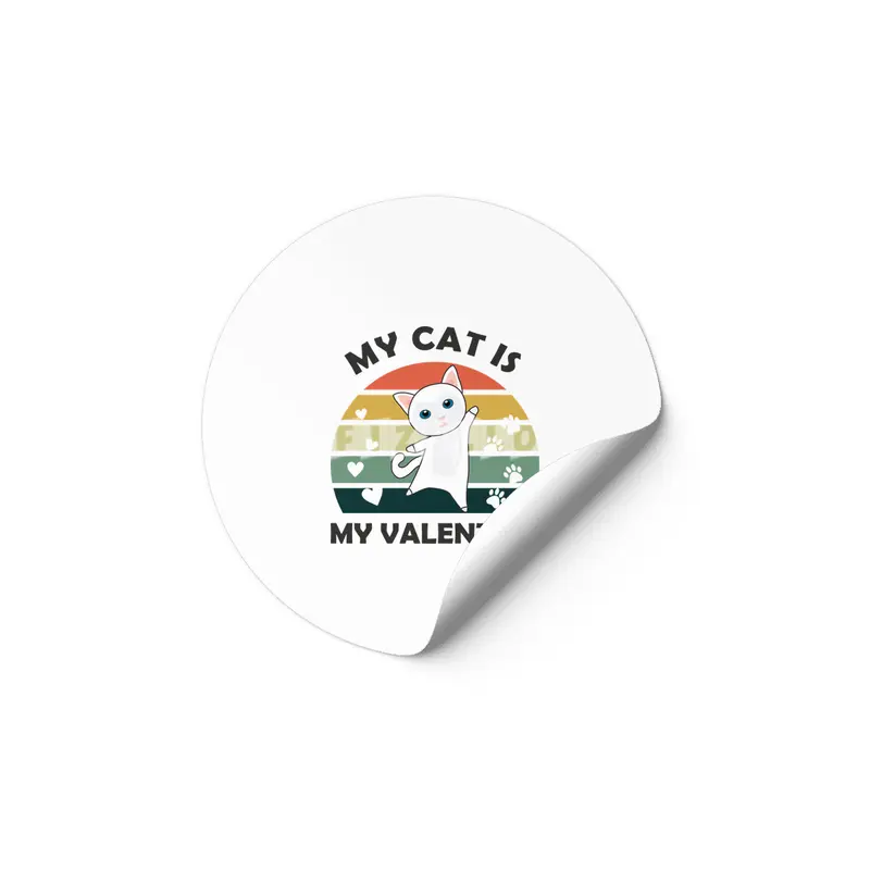 My Cat Is My Valentine Cats Vintage Cute Animals Etiket