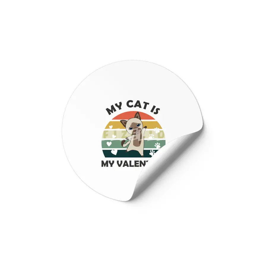 My Cat Is My Valentine Cats Vintage Siamese Cat Etiket