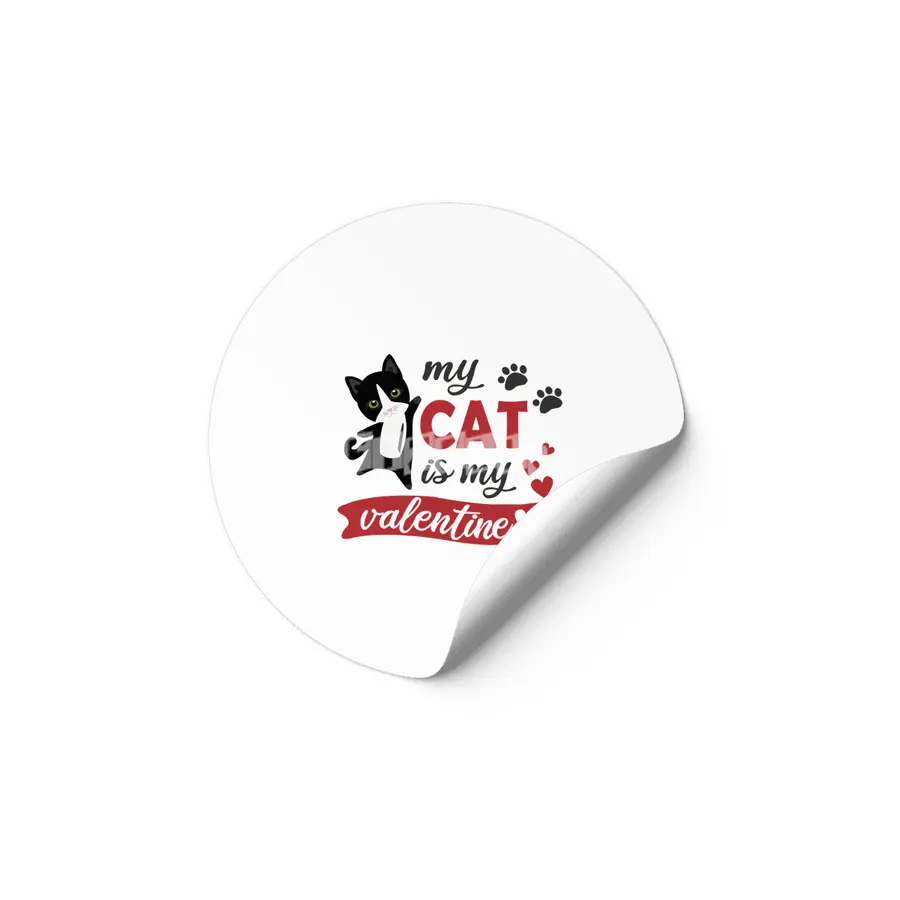 My Cat Is My Valentine Cute Black Cats Heart Etiket