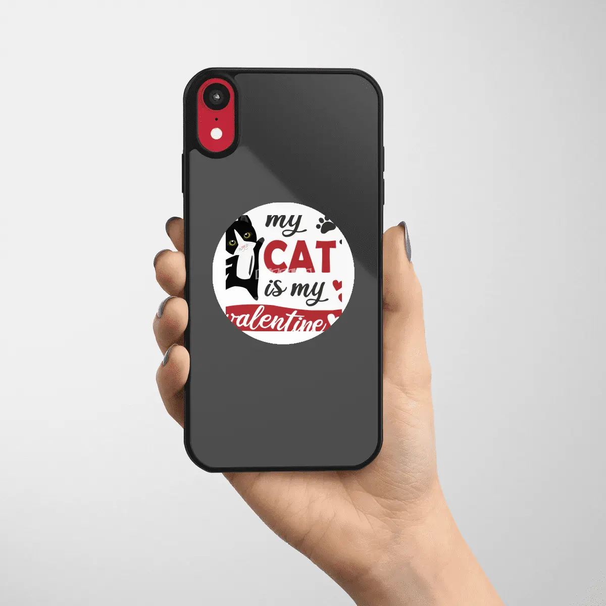 My Cat Is My Valentine Cute Black Cats Heart Etiket