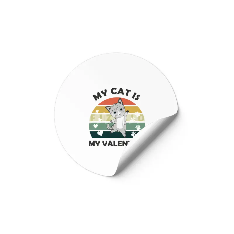 My Cat Is My Valentine Cute Cat Heart Vintage Etiket